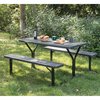 Gardenised Outdoor Gray Woodgrain Picnic Table Set with Metal Frame, 5 Feet Long QI004447GY